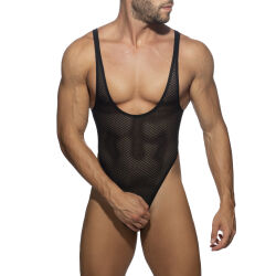   "Fantasy Diamond Bodysuit Thong - Black" 
