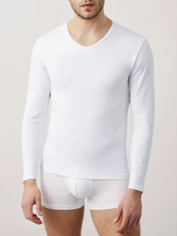 ��������-�������� "20101 - V-Neck Long Sleeve Undershirt Blanco" 