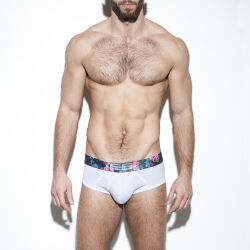 �����-����� "Flowery Waistband Briefs - White" 