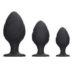 �������� ������ "Ouch! - Swirled Butt Plug Set Black" (�������� 3 ��.) 
