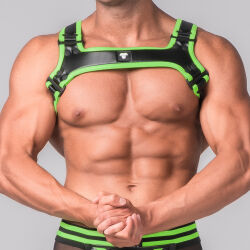�����-������ "Youngero Generation Y - Men's Fetish Bulldog Harness - Neon Green" 